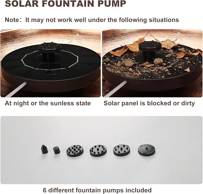 Edenseelake Deck Mounted Metal Bird Bath with Solar Powered Fountain for Outside, Detachable Birdbaths Bowl with Adjustable Steel Clamp for Feeder Railing Balcony Fence Yard