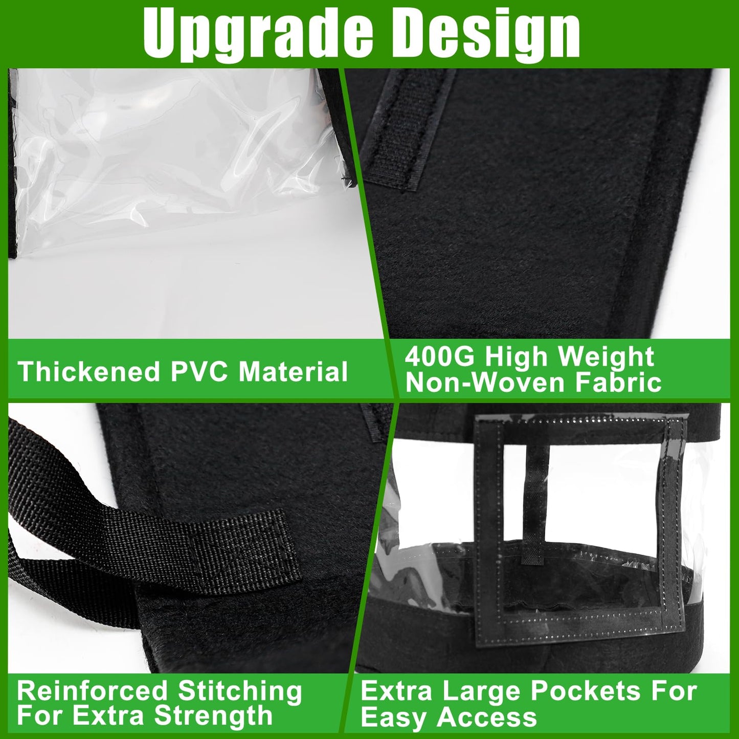 3 Pack 10 Gallon 360°Visible Potato Grow Bags,Heavy Duty Thickened Nonwoven Fabric Planter Bags with 2 Clear Harvest Windows&Removable Shading Cover,Reinforced Handles,Vegetable Grow Bags with Labels
