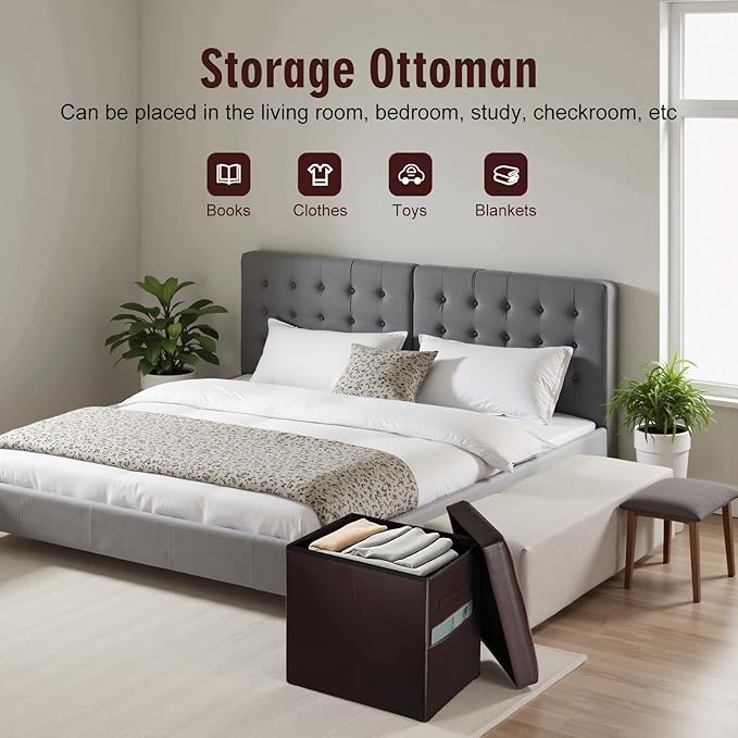 Storage Ottoman, Slim Tall Foot Stool