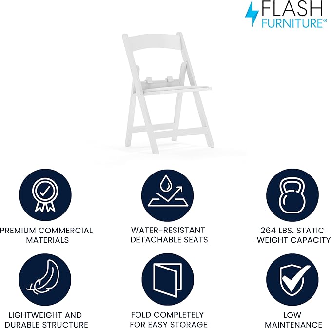 Flash Furniture HERCULES Kids White Resin Folding Chair