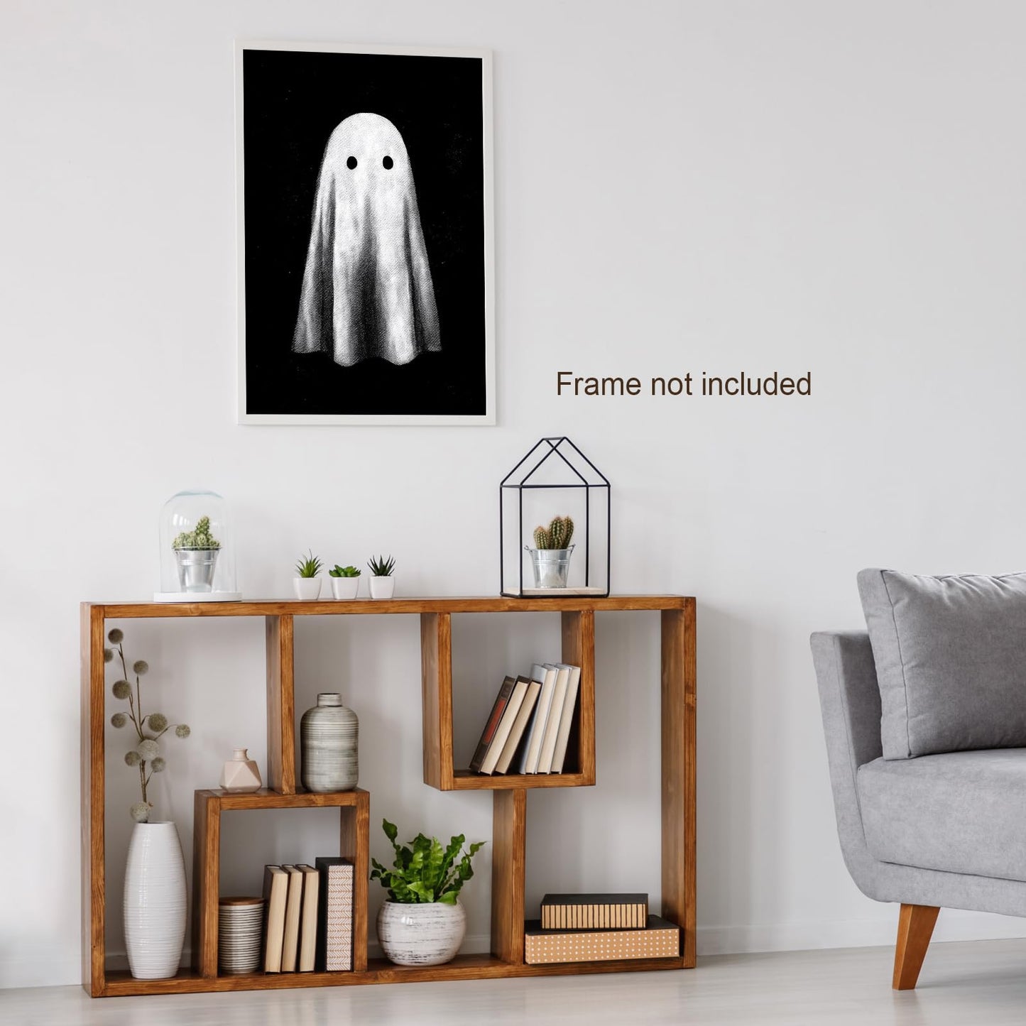 Halloween Canvas Wall Art Ghost Poster Black and White Print Gothic Dark Academia Wall Decor Halloween Decor Retro Spooky Aesthetic16x24in Unframed