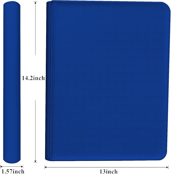 12 Pocket Card Binder, 720 Pockets PU Leather Zipper Trading Card Collection Album, Side-Loading Card Storage Folders for MTG, TCG, Game/Sport Crads (Blue, 12 Pockets)