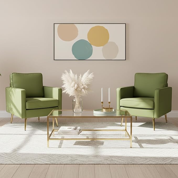VINGLI Modern PU Leather Accent Chairs Set of 2, Single Sofa Chair