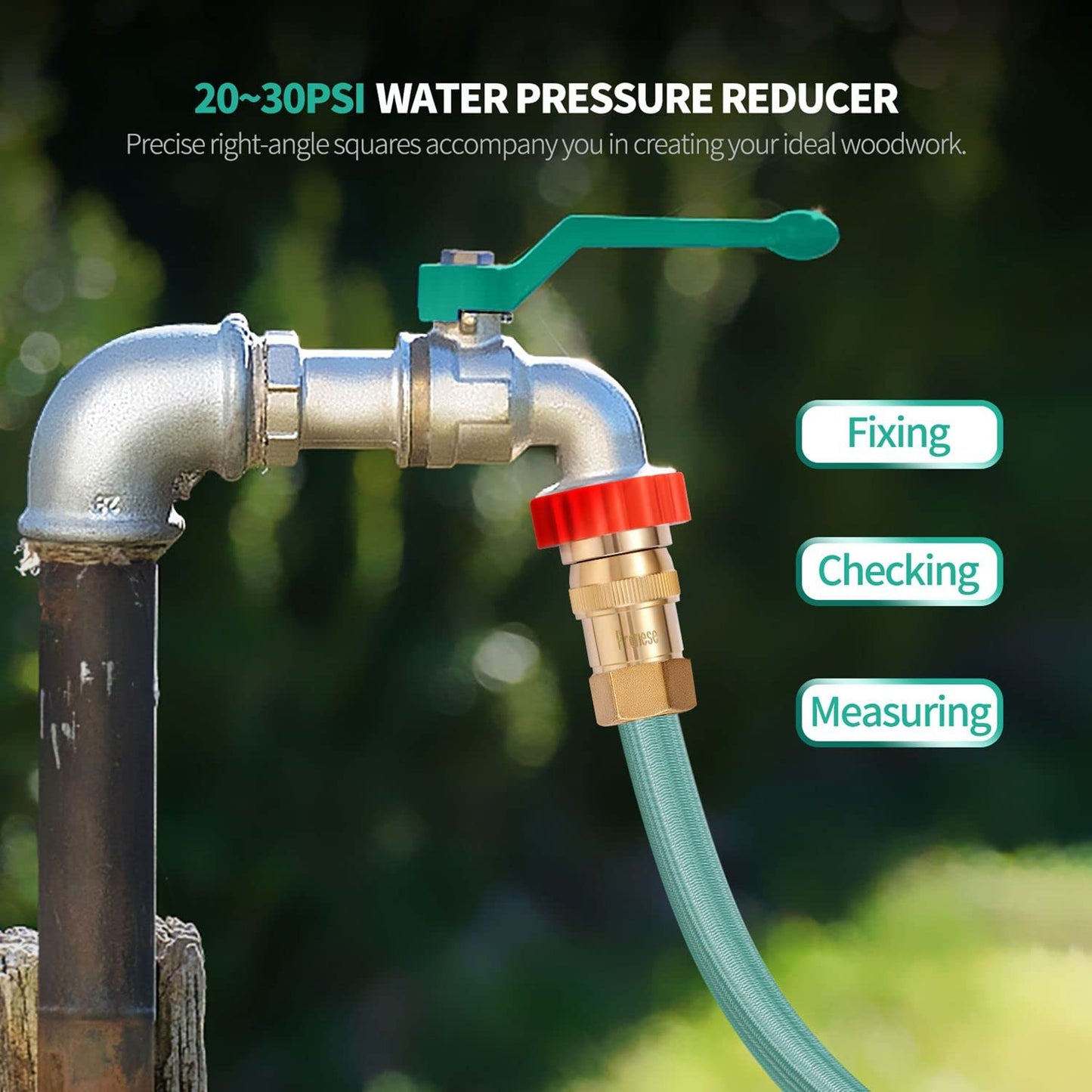 Pronese LF Brass Drip irrigation Inline Water Pressure Reducer Regulator 20~30PSI - Protect Drip System from High-Pressure Faucet Water,3/4" GHT Connector