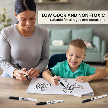 Permanent Markers Fine Tip, 96 Pack Black Quick-Drying and Fade-Resistant Permanent Markers Bulk Set for Writing and Drawing on Wood, Plastic, Metal, Glass, Stone, Ideal for Office School Supplies