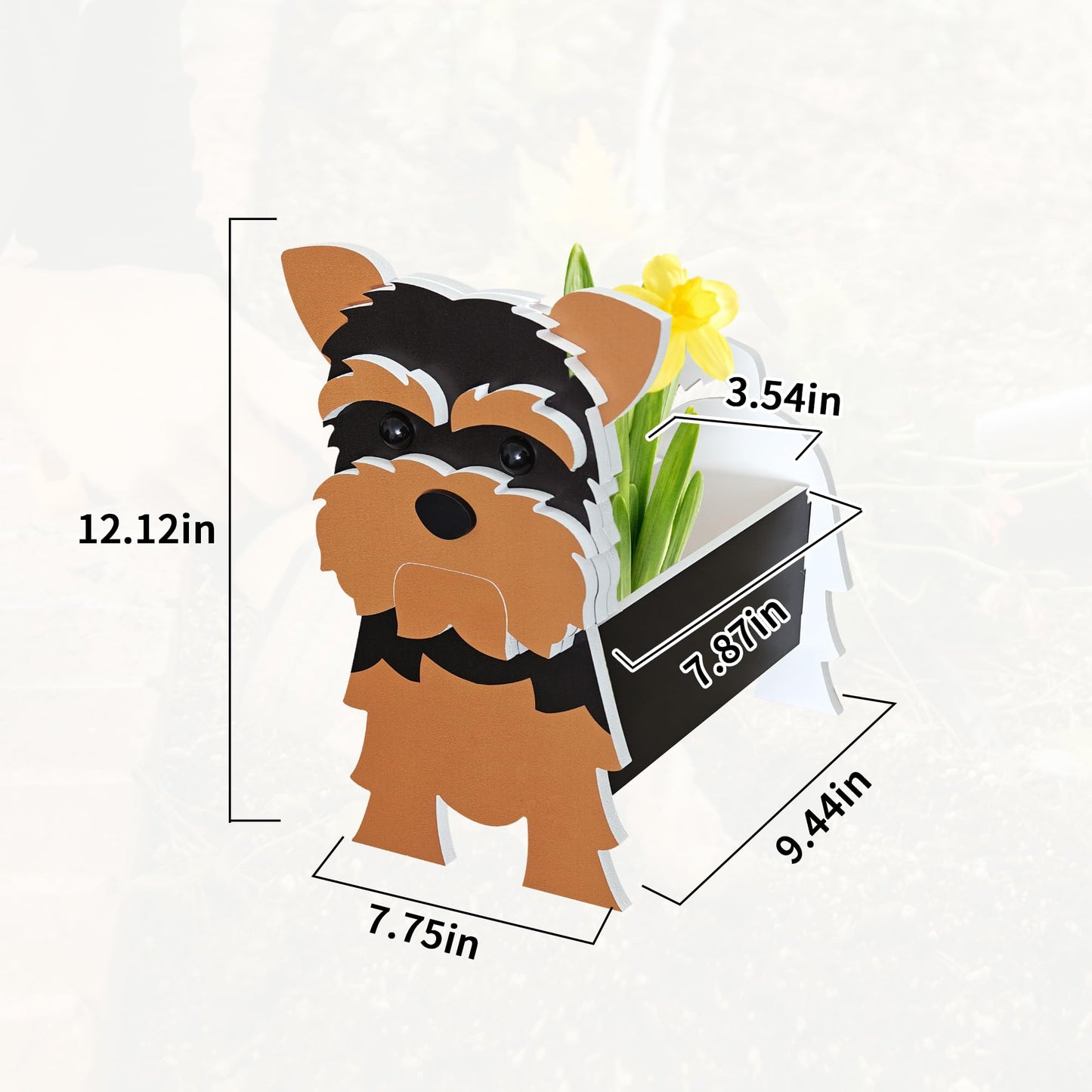 Lnakio Yorkshire Dog Planter, Cute Animal Shape Flower Planters, Plant Pots for Indoor/Outdoor Garden Decor, Unique Gifts/Souvenirs for Pet Lovers