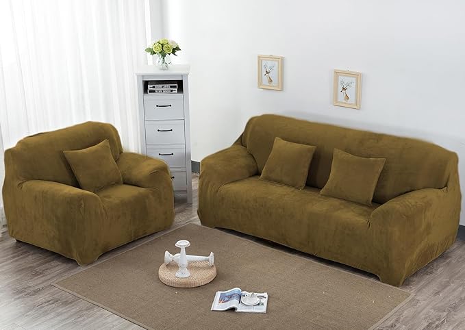 vctops 1-Piece Velvet Plush Stretch Chair Sofa Slipcover Soft Fuzzy Fluffy
