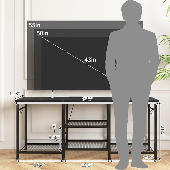 YGEOMER TV Stand for Tvs Up to 55 Inch, Entertainment Center