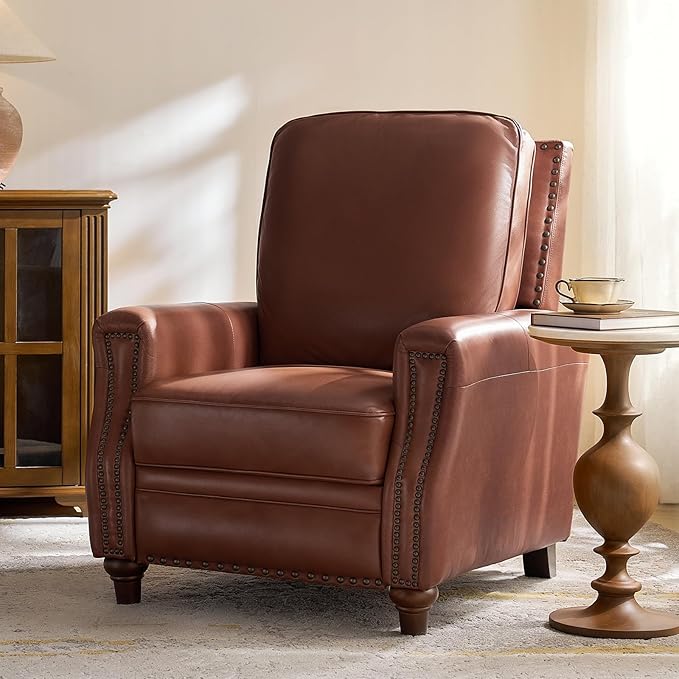 HULALA HOME Genuine Leather Manual Recliner Chair