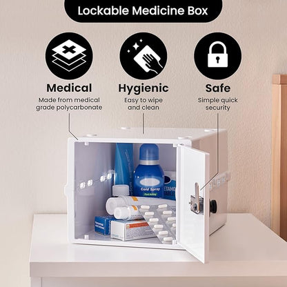 Lockabox One™ | Premium Lock Box | Medium Combination Lock Box For Food, Medicine & Home Safety | External Size 12 x 8 x 6.6 inches (Opal White)