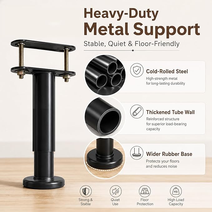 4Pcs Bed Frame Support Leg, Adjustable Height 5.8"-9", Extra Sturdy Steel Bed