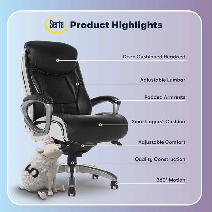 Serta® Lautner Executive Home Office Desk Chair, Ergonomic High-Back