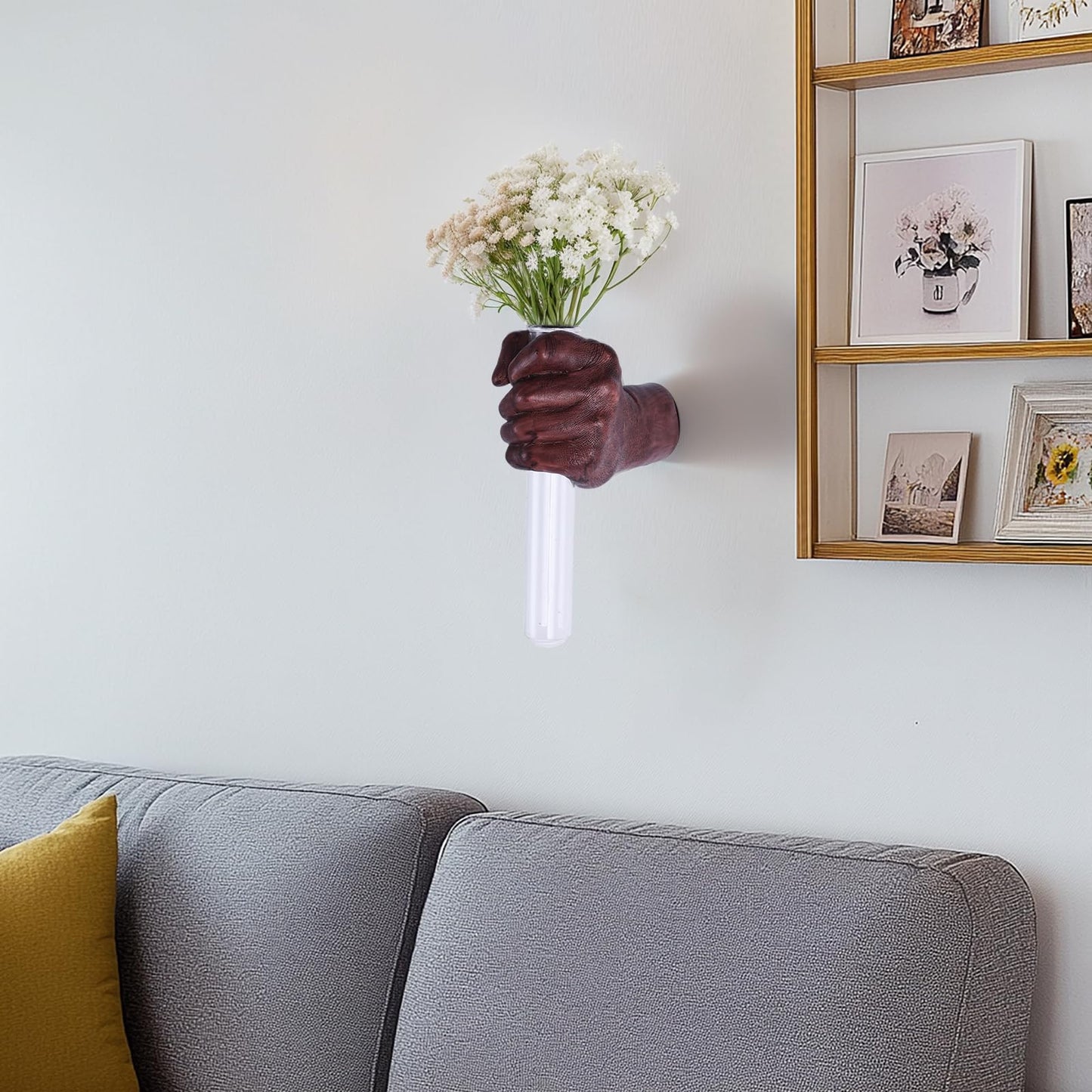 XYQXYQ Wall Sculptures, Hand Vases Home Decor, Wall Mount Art Sculpture, Unique Wall Art Statue, Funky Flower Vase Decorations, Modern Eclectic Hanging Decor,Glass Test Tube Vase
