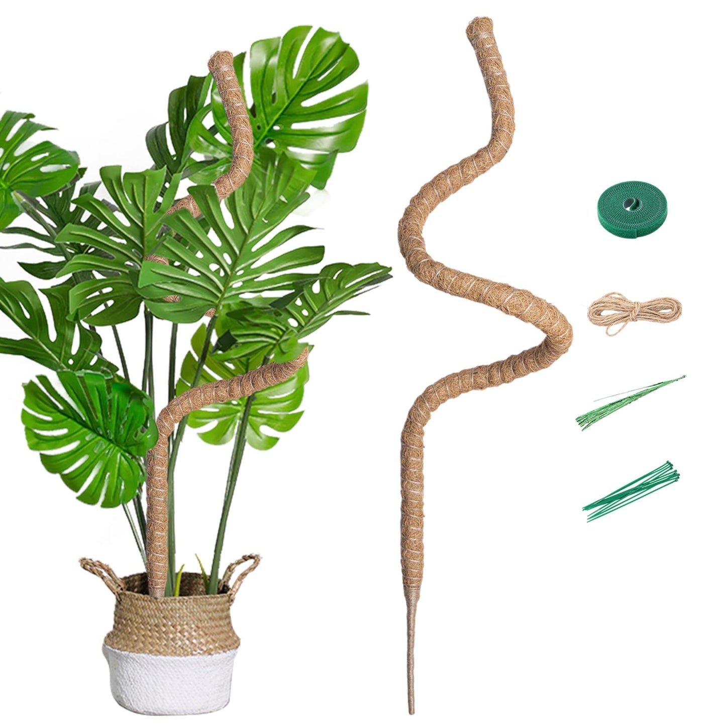 Mcbazel 63 Inch Moss Pole for Plants Monstera, Monstera Plant Support Stick, Bendable Moss Poles Plant Support Stick for Climbing Plants, Stick Support Stake Kit for Potted Plants, Pothos,Philodendron