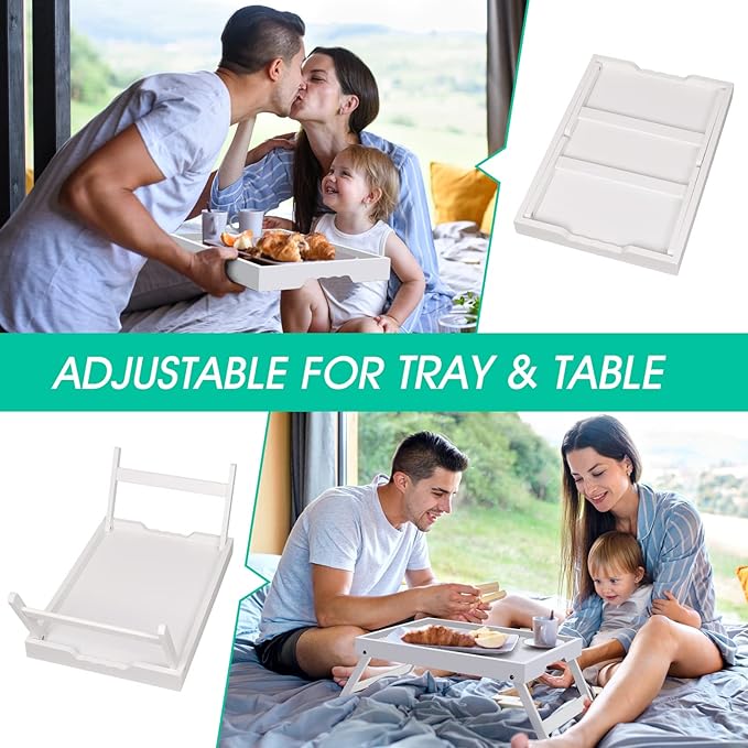 Artmeer Bed Tray Table with Folding Legs, Bamboo Breakfast in Bed