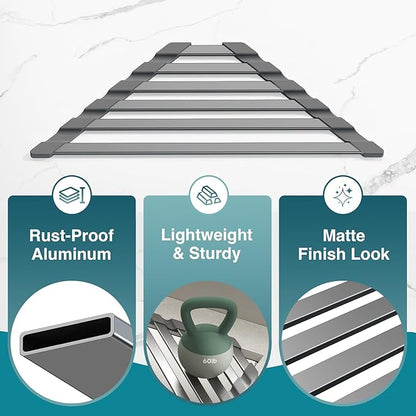 Corner Sink Drying Rack, Heat Resistant Roll Up Mat
