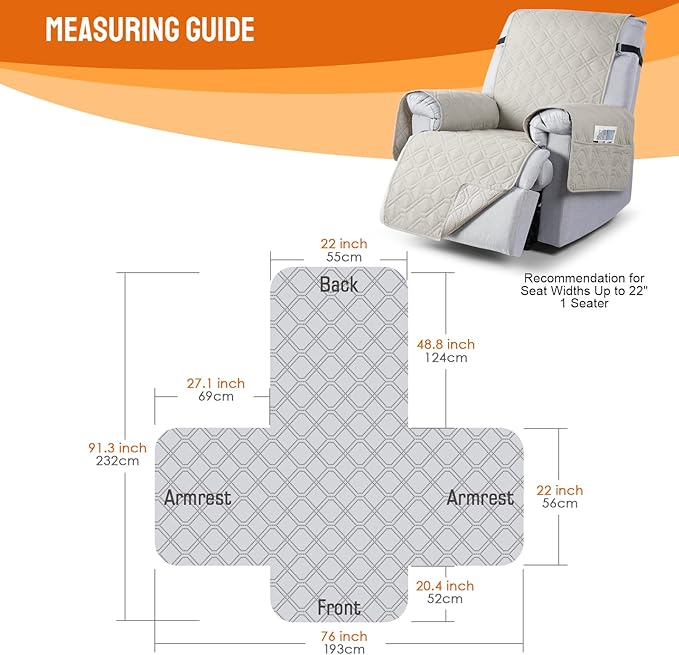 VANSOFY 100% Waterproof Recliner Chair Covers, Recliner Cover Non-Slip Dog