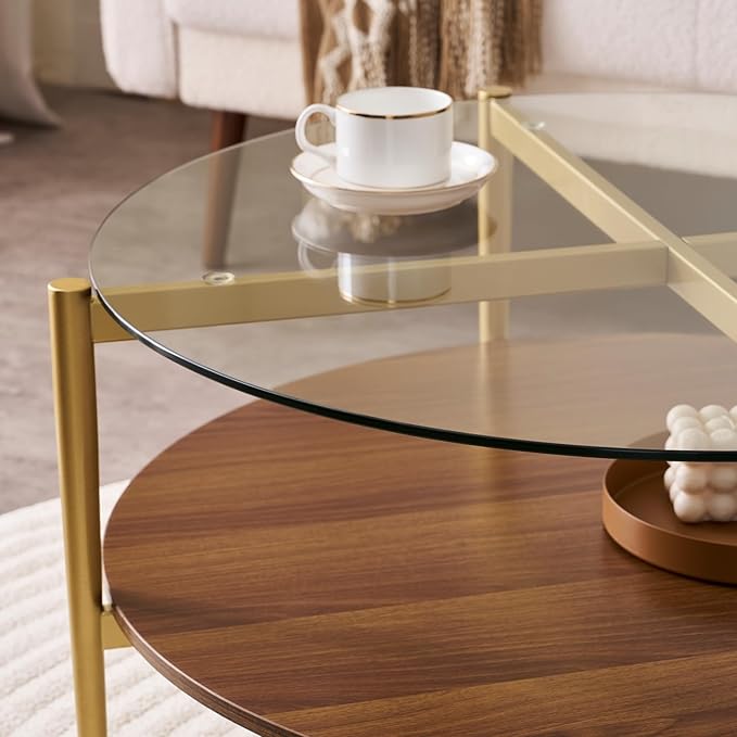 LumFurn Round Coffee Table, Mid-Century Modern Design, D30“ x H17”,
