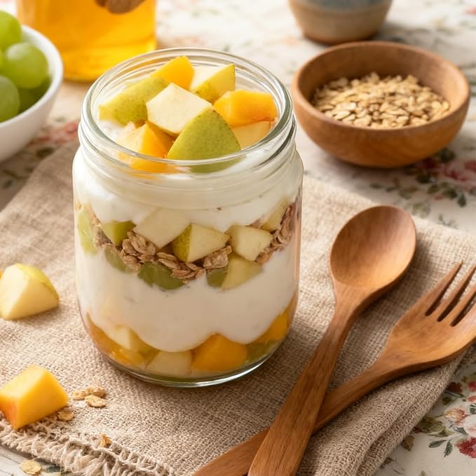 Overnight Oats Containers with Lids, 10 & 16 & 24 oz Wide Mouth Mason Jars with Lids, 6 Pack Glass Jars with Airtight lid for Chia Pudding Yogurt Salad, Meal Prer Oatmeal Jars