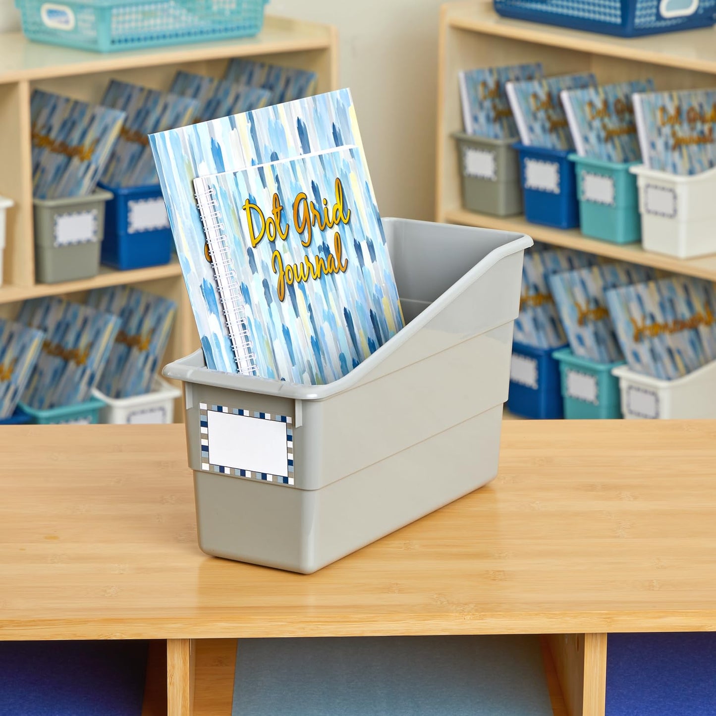 Really Good Stuff Durable Book and Binder Holder - 6pack, Pebble Color, 5 ?" x 12 ?" x 7 ?", Classroom Organization, Storage Solution, Sturdy and Versatile