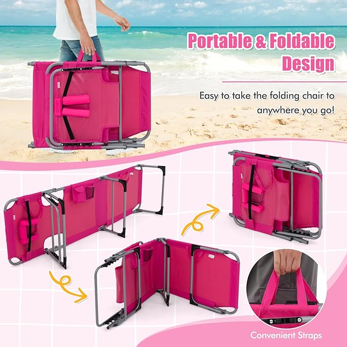 Goplus Tanning Chair, Folding Adjustable Patio Lounge Chair