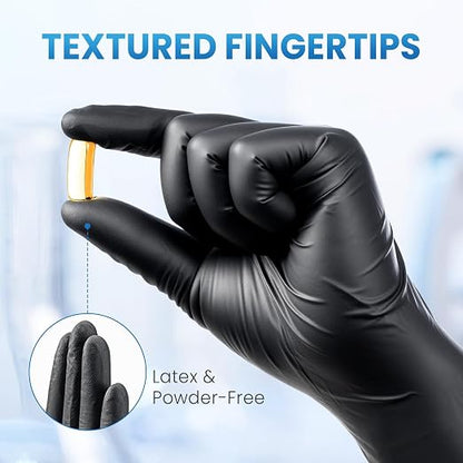 Borje Nitrile Gloves Medium, 1000 Count Disposable Gloves, Black, Latex-Free Powder-Free, Medical Exam, Food Safe, Cleaning, Cooking