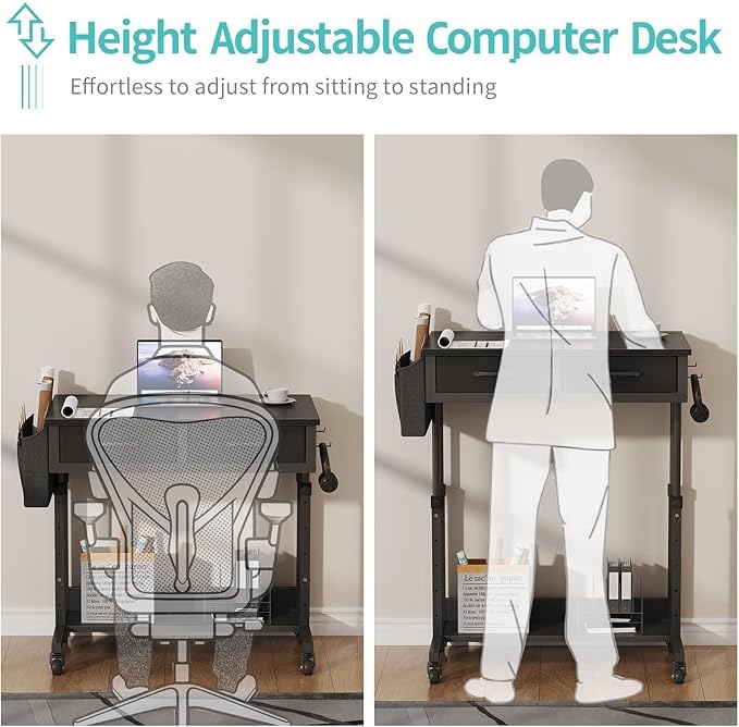 Small Portable Rolling Standing Desk