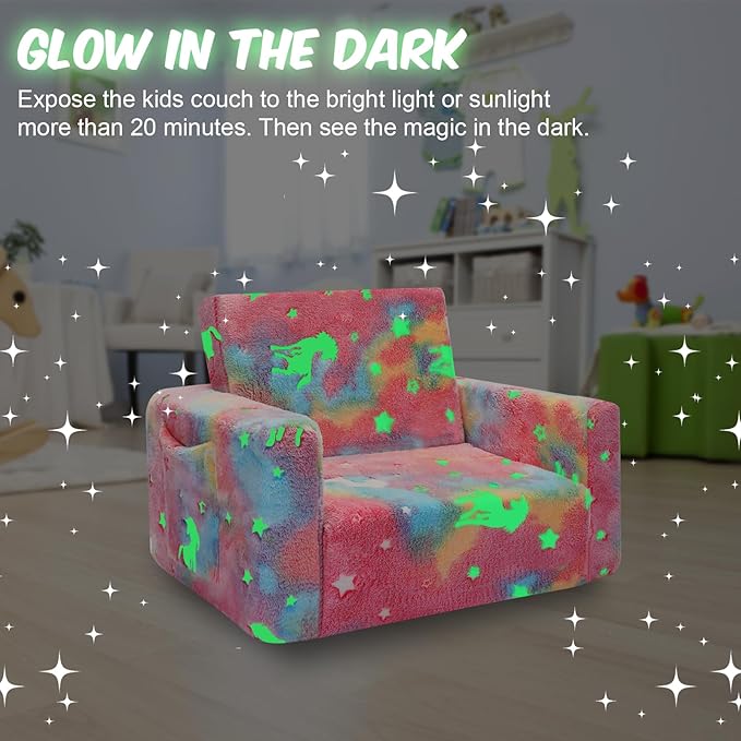 SLIGUY Kids Couch, Toddler Chair, Fold Out Kids Sofa Chair, Convertible Sofa to