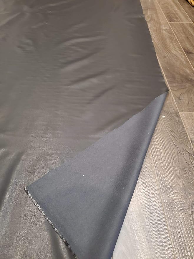 Black Faux PU Leather Fabric Sheet by The Yard Synthetic Pleather 0.7 mm Nappa