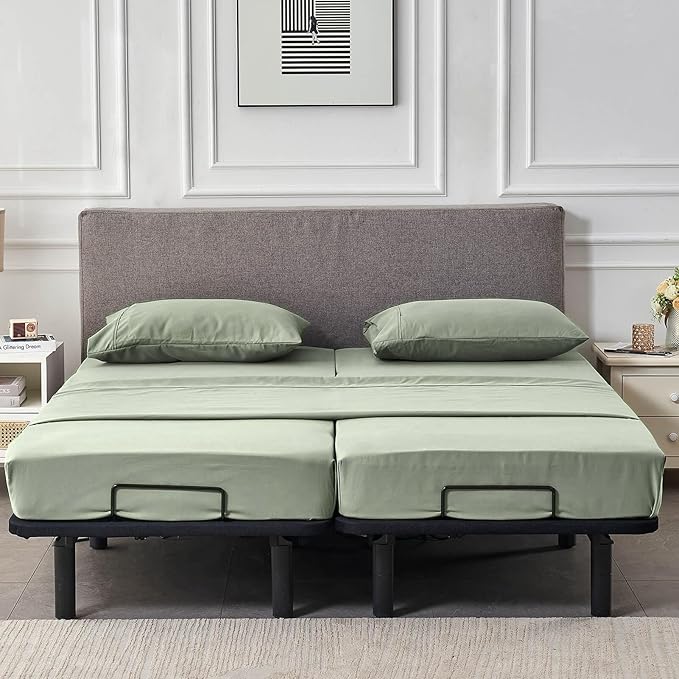 Kingnex Split Queen Sheets for Adjustable Bed Soft 1800 Microfiber 5 Pieces