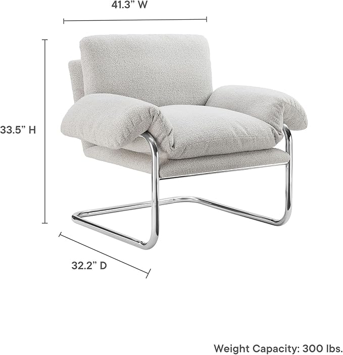 Modway Ansel Boucle Accent Chair in Newsprint
