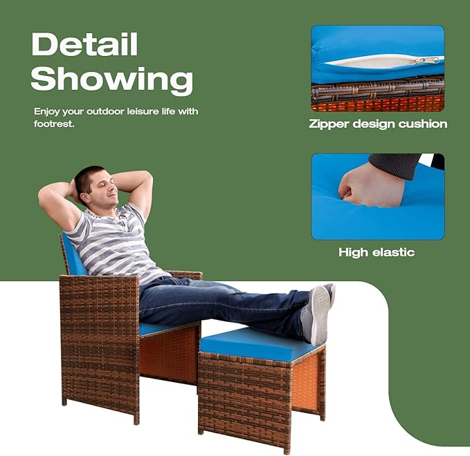 Devoko 4 Pieces Patio Wicker Furniture Set Outdoor Patio Chairs
