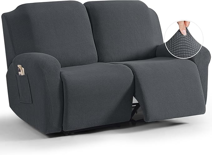 TAOCOCO Recliner Loveseat Slipcover, 6 Pieces Dual Recliner Sofa Covers