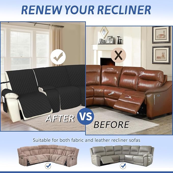 Arfntevss Recliner Sectional Couch Covers 1OO% Waterproof L Shape Sofa Cover