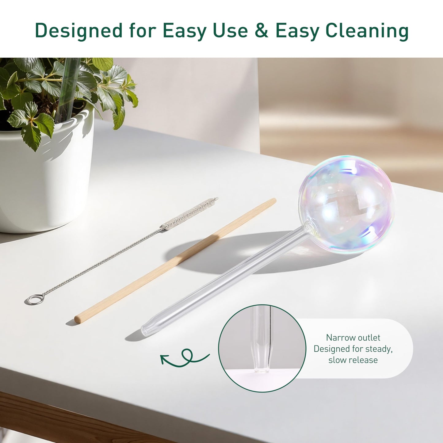 Soilagua Large Extra-Thick Clear Glass Plant Watering Globes, Rainbow Gradient Self Watering Devices for Indoor & Outdoor Plants, AutomaticWaterer Spikes, Perfect for Daily or Vacation Use, 2-Pack
