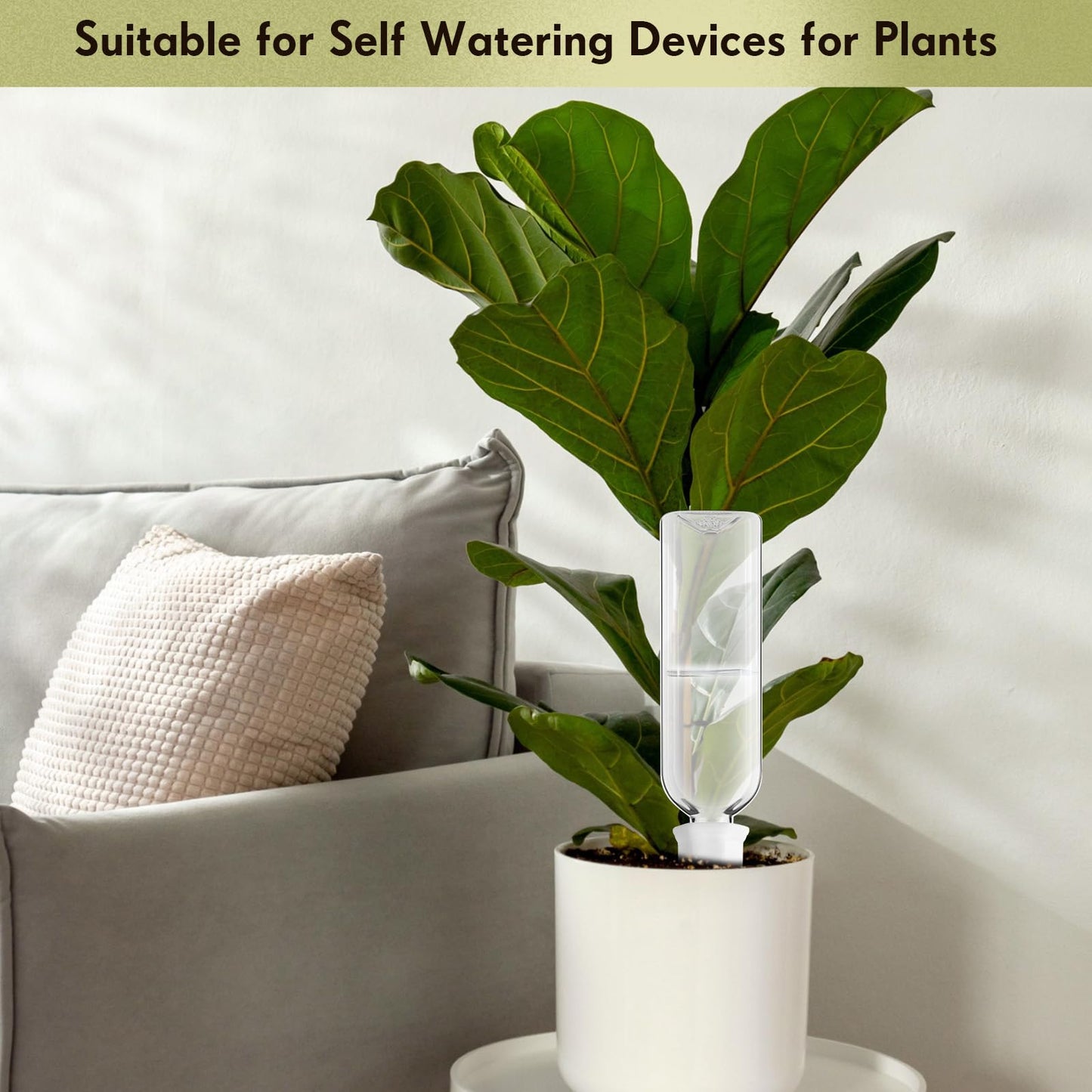 Ziliny 8 Pcs White Terracotta Watering Spikes with 25 oz Plastic Bottles Set, Plant Watering Devices Vacation Plant Waterer Self Watering Planter Devices Slow Release Planter for Indoor Outdoor