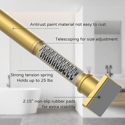 UIOSANRT Gold Shower Curtain Rod 31-79 Inches Non-Slip Shower Rod Tension Mounted No Drill Shower Curtain Rods Spring Tension Rod Adjustable Tension Curtain Rod for Windows Bathroom
