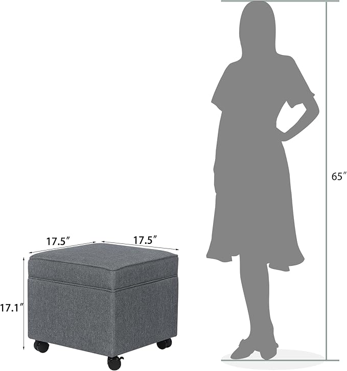 Adeco 17.5" Square Fabric Ottoman