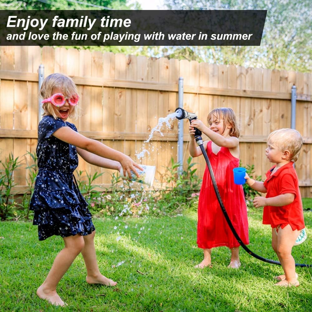 Garden Hose Nozzles 9 Adjustable Patterns Hose Spray Nozzle Heavy Duty Metal Hose Nozzle Spray Slip Resistant Water Sprayer for Cleaning/Watering Lawn Garden/Pets Shower/Car Washing (Gray)