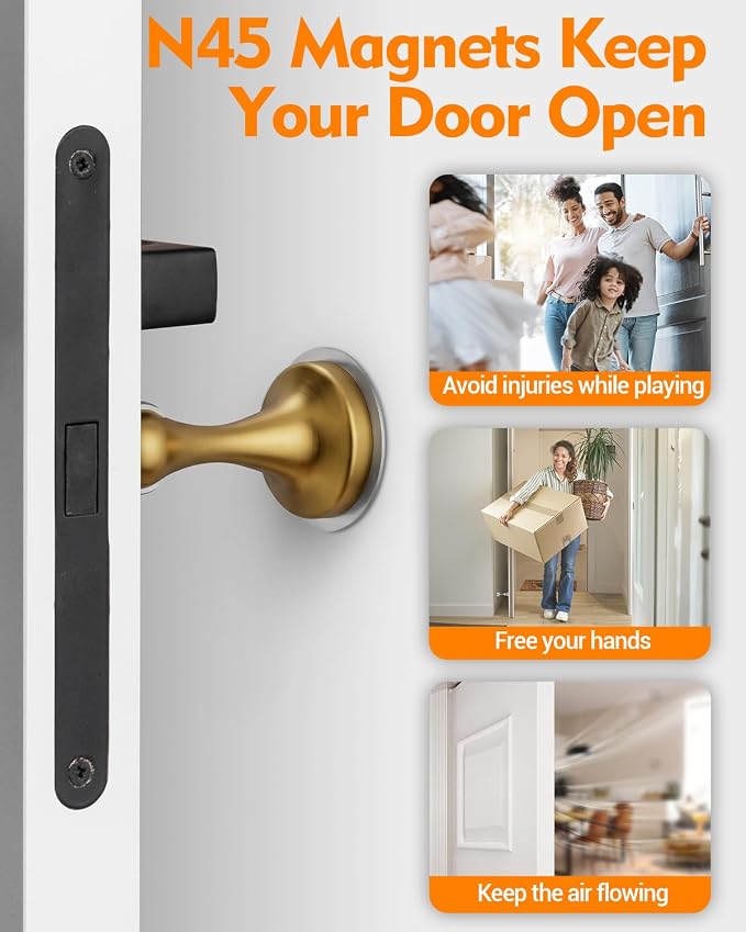 Door Stoppers Magnetic Door Catch, Stainless Steel Magnetic Door Stop 1 Pack, Double-Sided Adhesive Tape, No Drilling, Screws for Stronger Mount, Holder Your Door Open for Wide Doors