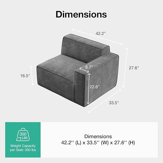 Novilla Modular Sectional Sofa, No Assembly Cloud Sectional Couch