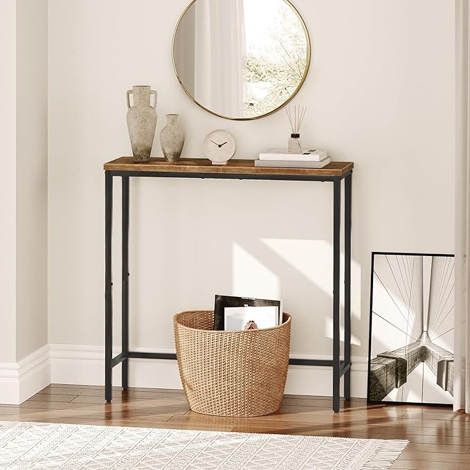 HOOBRO Narrow Console Table, 29.5" Small Entryway Table, Thin Sofa Side Display