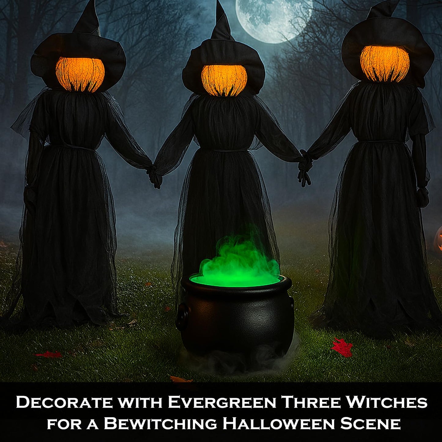 Evergreen Garden Cauldron Witch Pot Candy Holder Bowl Bucket for Trick-or-Treat, Flower Plant Pot, Indoor/Outdoor Halloween Witches Decoration for Party Home Office Desk (Witch Cauldron)
