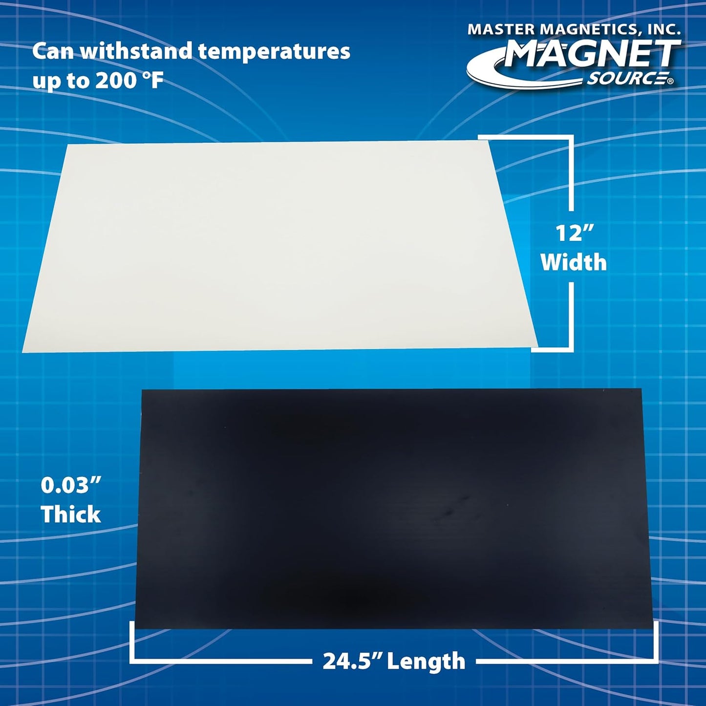 Master Magnetics Flexible Magnetic Sheet - Non-Adhesive Magnet - Ideal for Car Signs - Strong DIY Magnets for Fridge, Dry Erase Board, Crafting - 24.5" L x 12" W - White Vinyl Front - 1-Pack