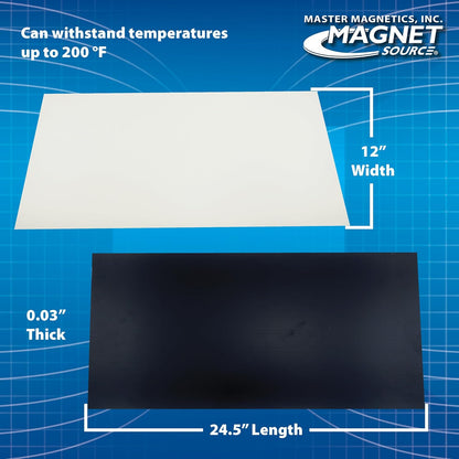 Master Magnetics Flexible Magnetic Sheet - Non-Adhesive Magnet - Ideal for Car Signs - Strong DIY Magnets for Fridge, Dry Erase Board, Crafting - 24.5" L x 12" W - White Vinyl Front - 1-Pack