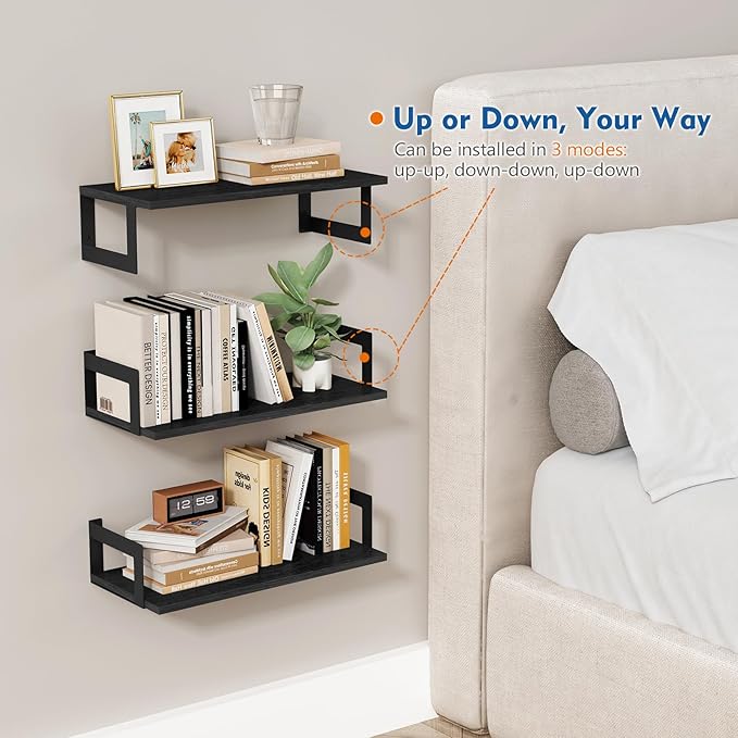 Harwaya Wall Mounted Bookshelf, Floating Bookshelves