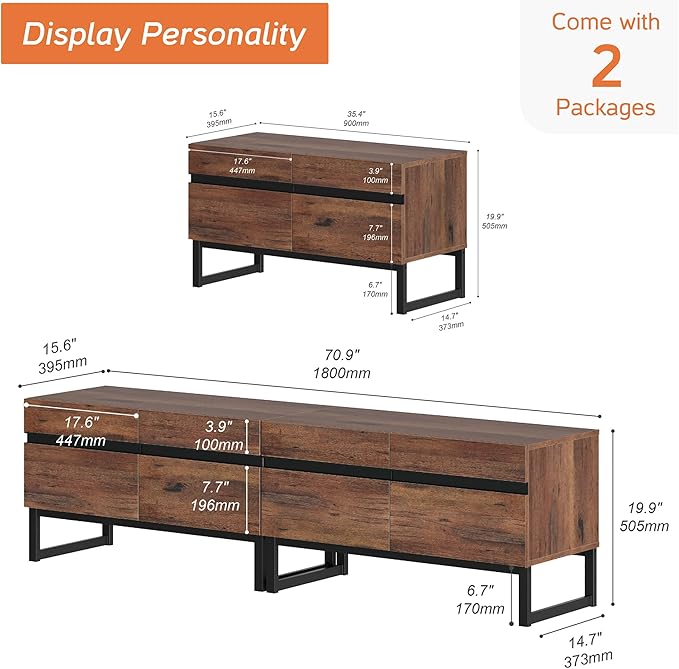 WAMPAT Modern TV Stand for 50-75 Inch TVs, Wood Entertainment Center