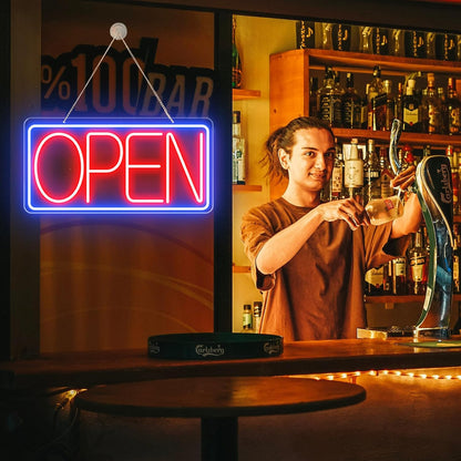 22" X 11" Led Neon Open Signs for Business, Large Open Signs, Plug In Electric Light Up with ON/OFF Switch, Ultra Bright Open Sign for Bar Salon Coffee Stores Club Hotel