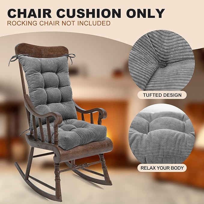 Lokex Rocking Chair Cushion Only, Tufted Non-Slip Comfortable Rocking Chair