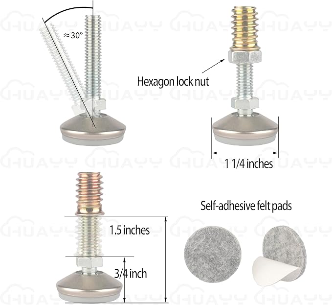 HUAYY Furniture Levelers Swivel Feet, Angle Height Adjustable, Heavy Duty